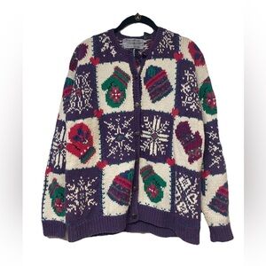 Festive Purple and Cream Women's Sweater